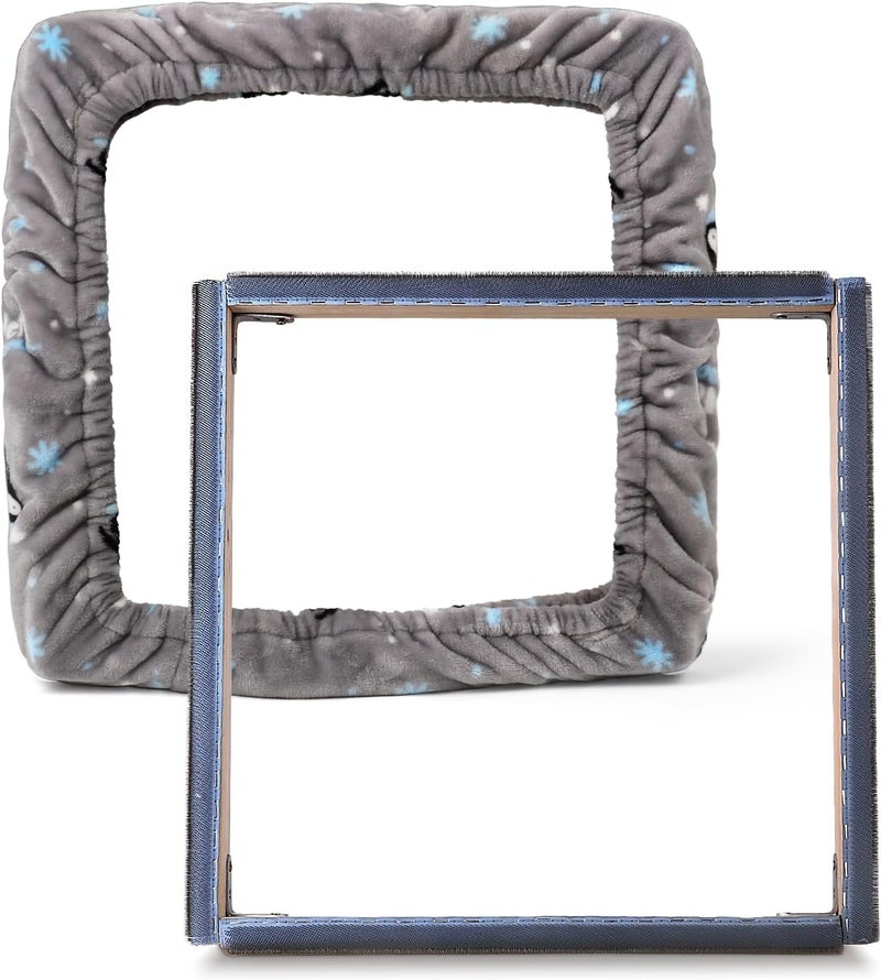 ICZW Gripper Strip Frame Punch Needle Frame Rug Hooking with Frame Cover 15.7" x 15.7" (Gray) - Image 1